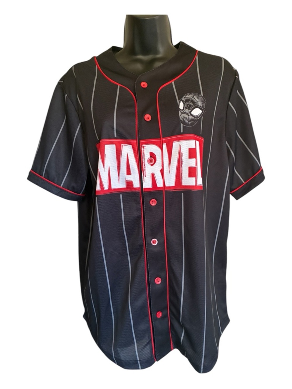 NWT Unisex Marvel Spider Man Black Jersey with Red Piping - Size S